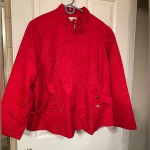 Erin London Women's Textured Red Zippered Jacket Size 3X
